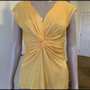 Escada yellow silk twist front sleeveless top 34